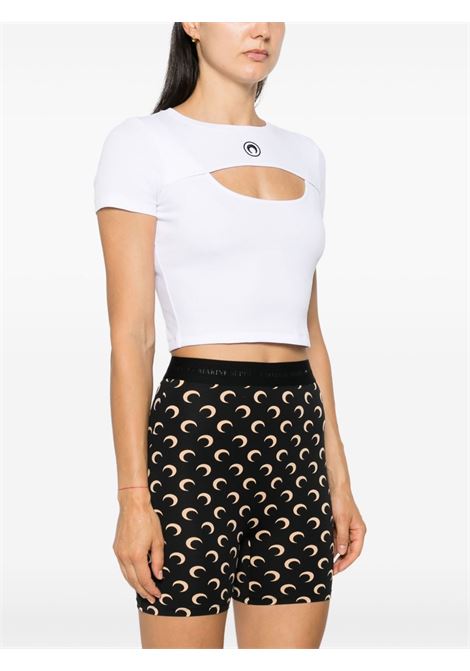 moon logo cut-out t-shirt woman white MARINE SERRE | WTT023A CJER0011WH10